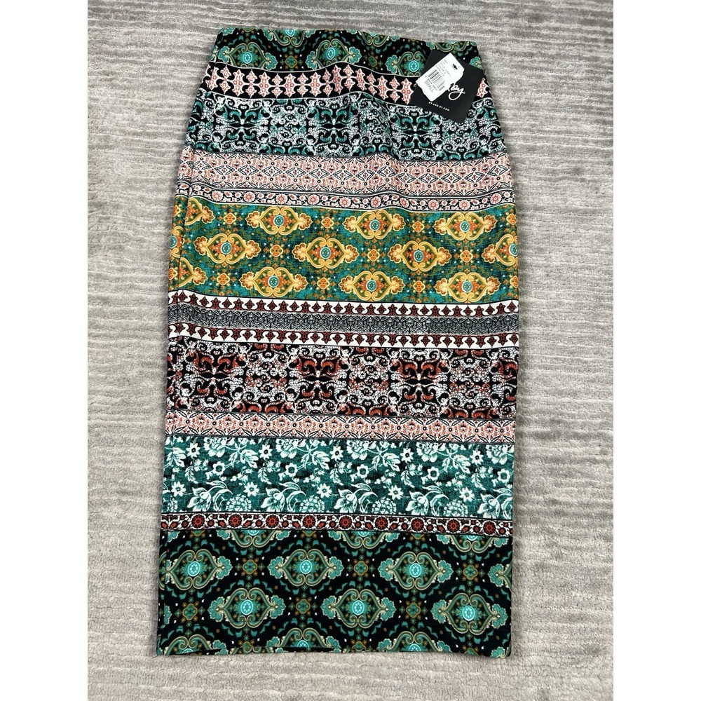 By & By Skirt Womens Small Multicolor Pencil Midi Pull On Made in USA NWT